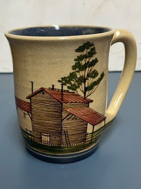 Winton Rosa Eugene Signed Art Pottery Cowpens Mug Farm Scene #3